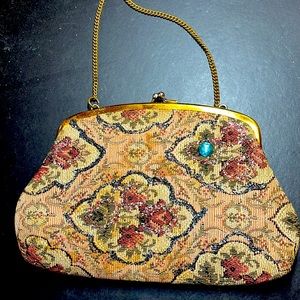 Vintage Tapestry evening bag. Rhinestone-sequin accent